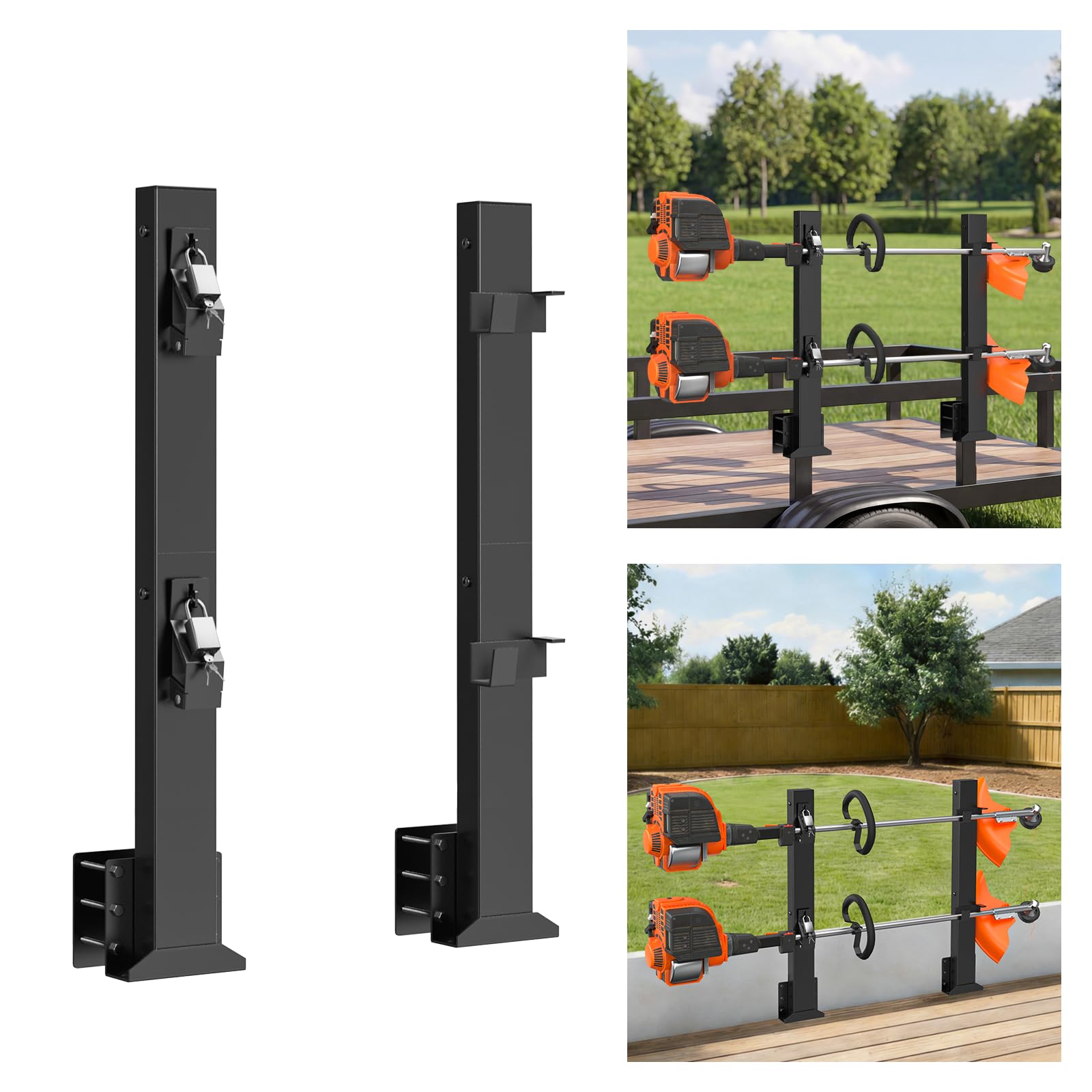 SJPULMO front view of rack mounted to trailer showing secure storage benefit