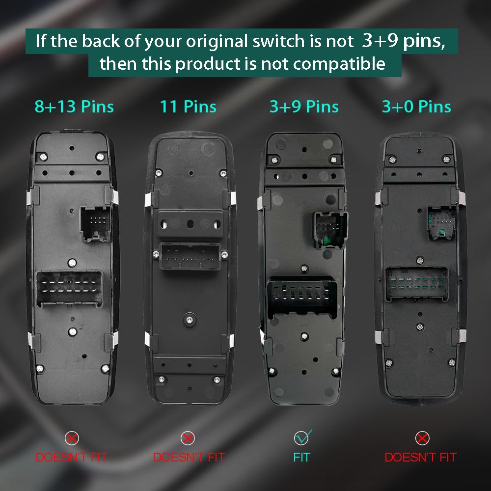 SKCEIDA button close-up with AUTO markings for one-touch window control