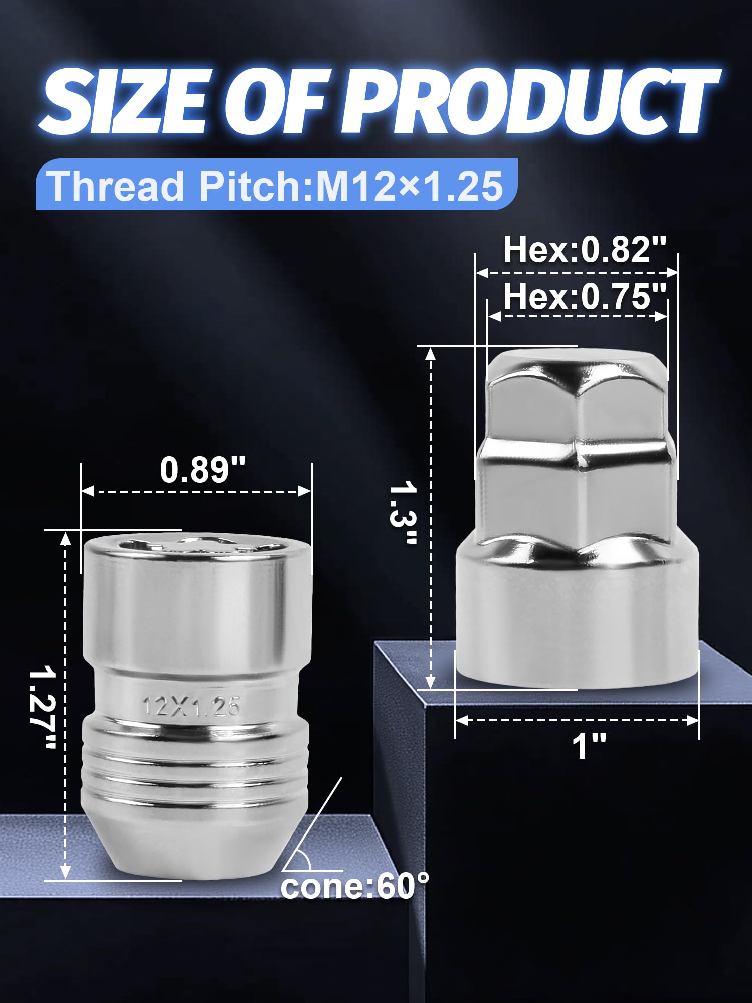 SKCOAUTO close-up of M12×1.25 threads and conical tip demonstrating secure fit