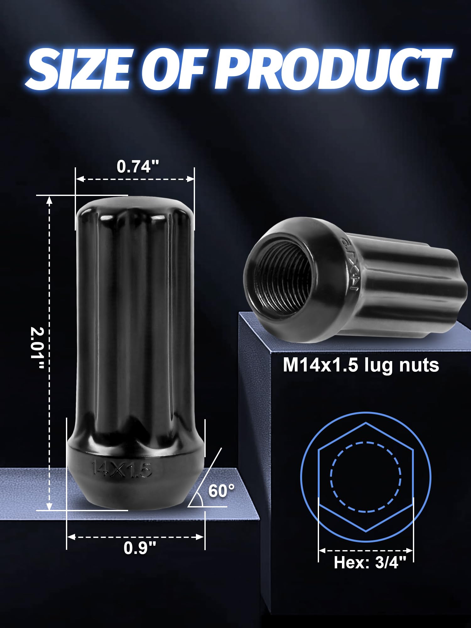 SKCOAUTO close-up of nut threads highlighting accurate M14x1.5 fit and secure engagement