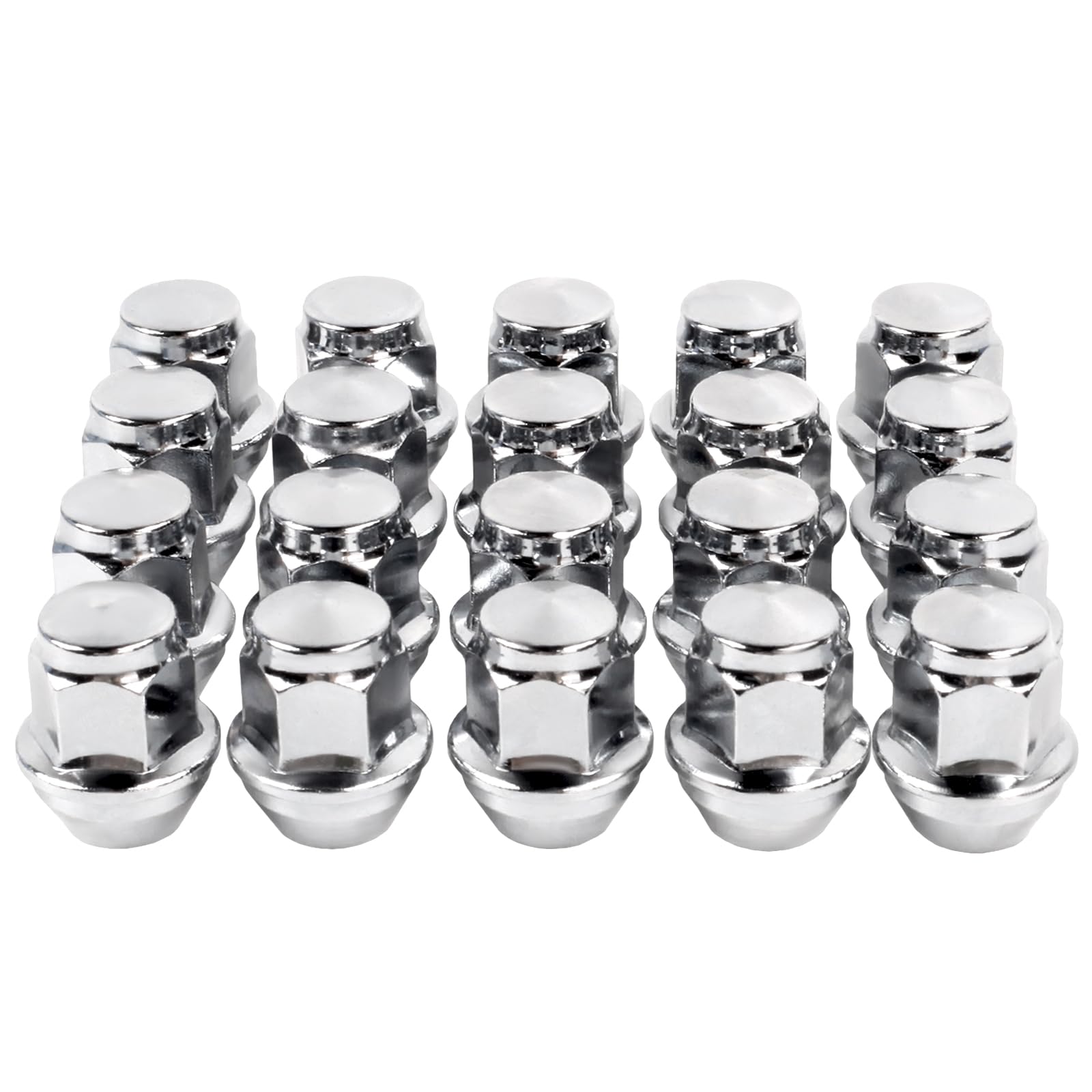 SKCOAUTO front view of 20-piece lug nut set showing packaged chrome finish and fit