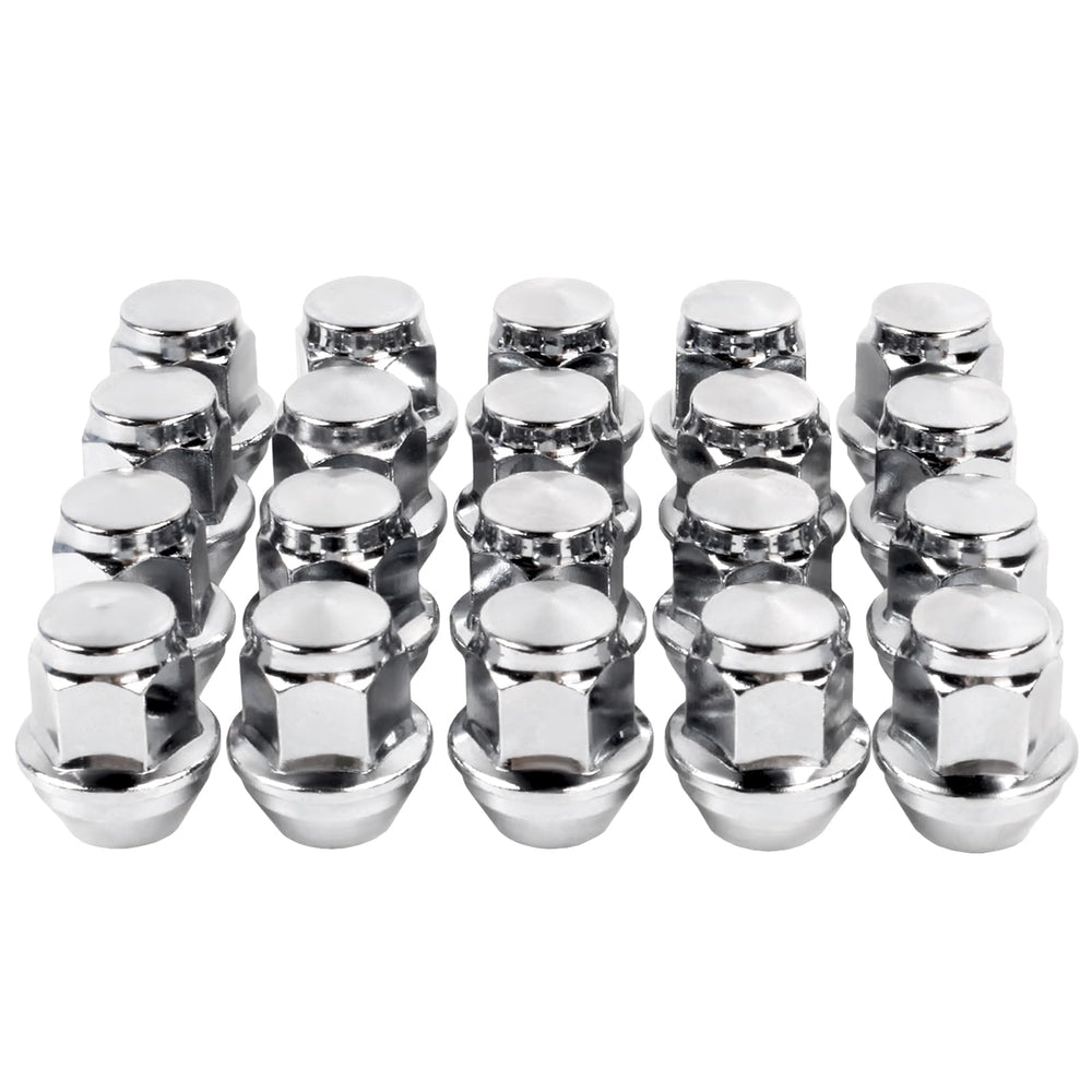 SKCOAUTO front view of 20-piece lug nut set showing packaged chrome finish and fit