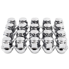 SKCOAUTO front view of 20-piece lug nut set showing packaged chrome finish and fit