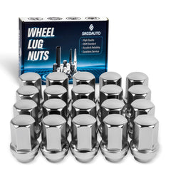 SKCOAUTO front view of 20-piece lug nut pack showing chrome finish and benefit of complete set