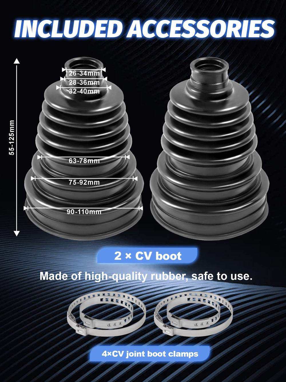 SKCOAUTO tool next to ruler showing 125mm height and 26–34mm shaft fit advantage