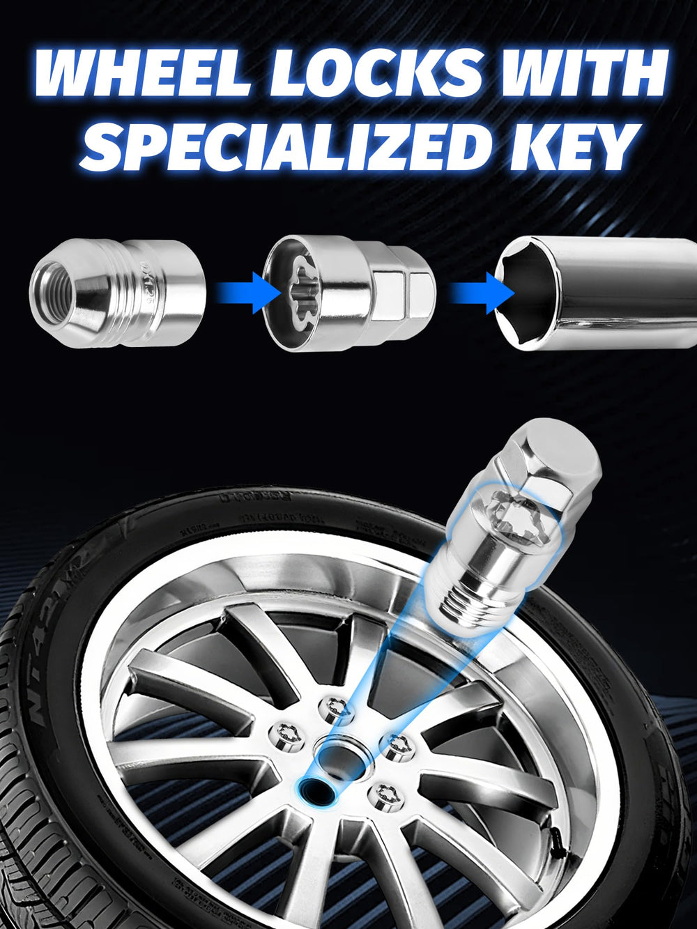 SKCOAUTO locks next to ruler showing 32mm length for size confirmation