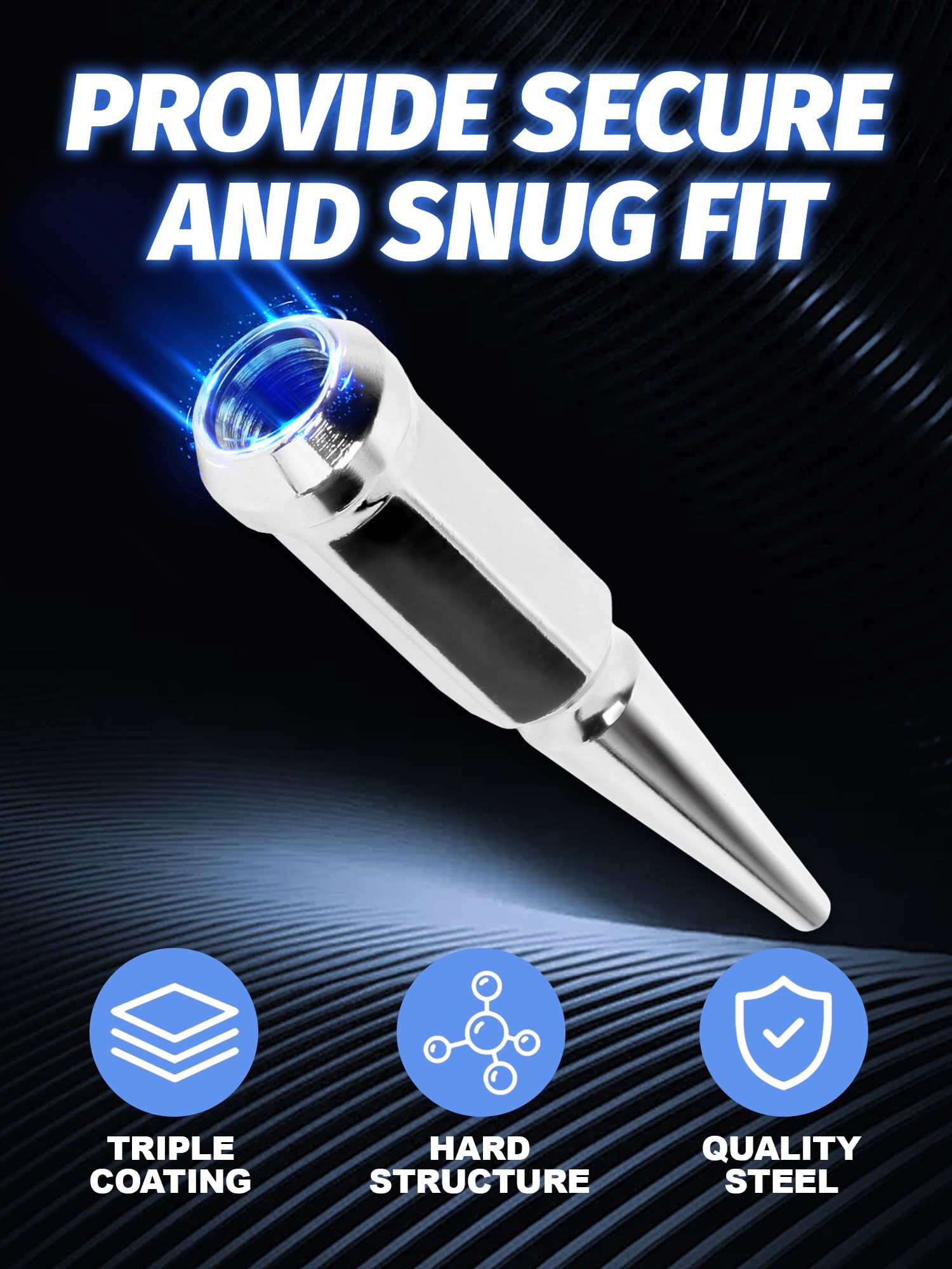 SKCOAUTO side profile of chrome lug nut, showing corrosion-resistant finish benefit