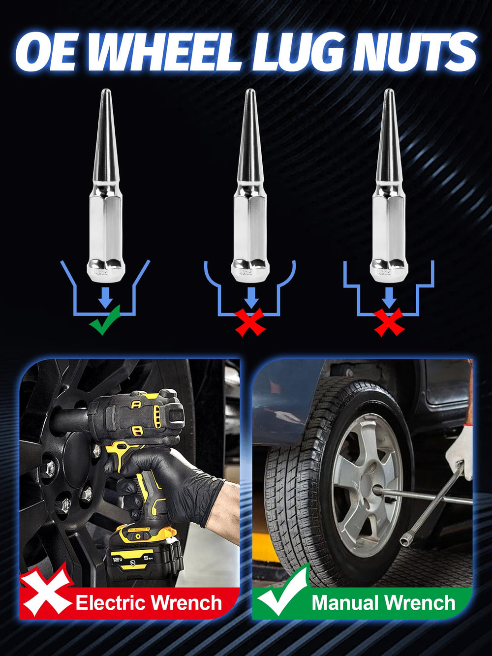 SKCOAUTO socket key placed beside a lug nut, illustrating easy installation benefit