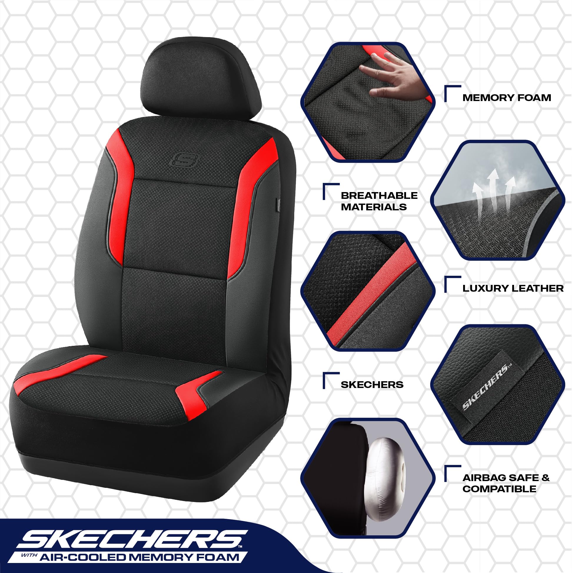Skechers air-cool mesh texture close-up showing breathability benefit