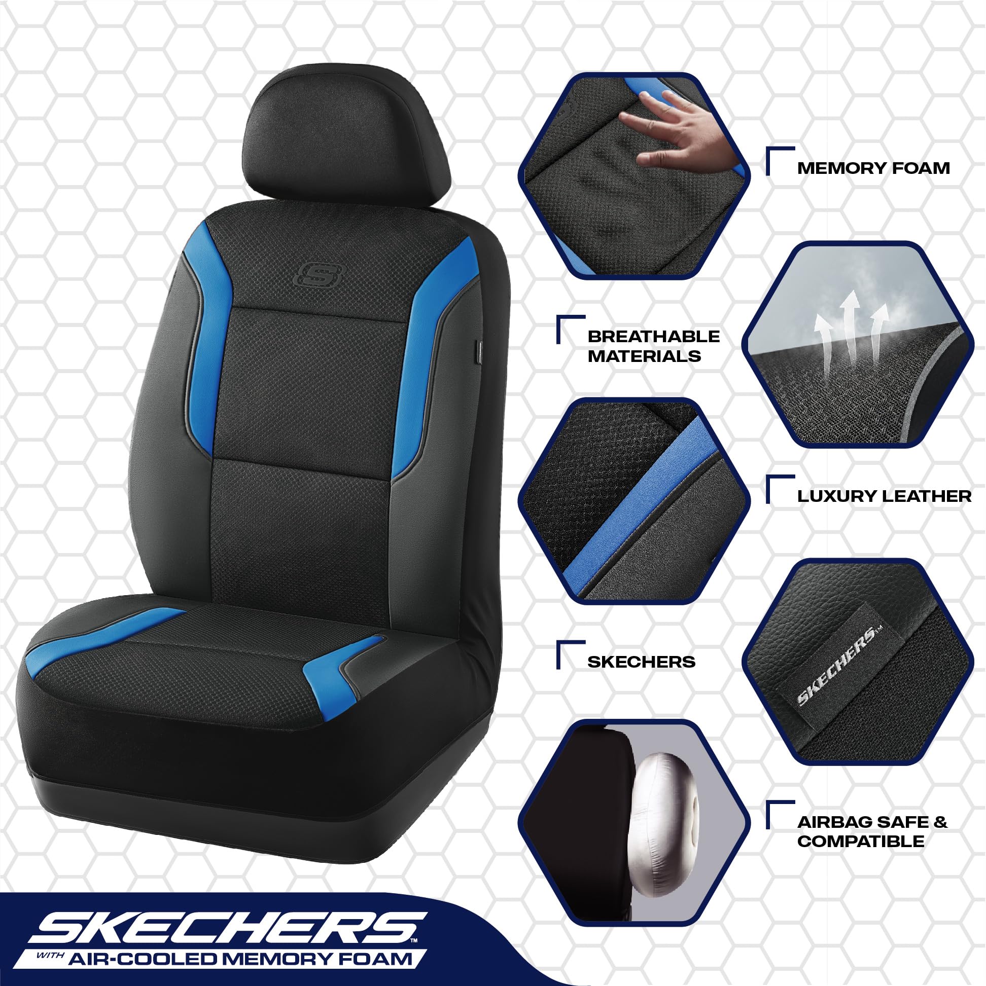 Skechers air-cool mesh detail showing breathability and temperature control