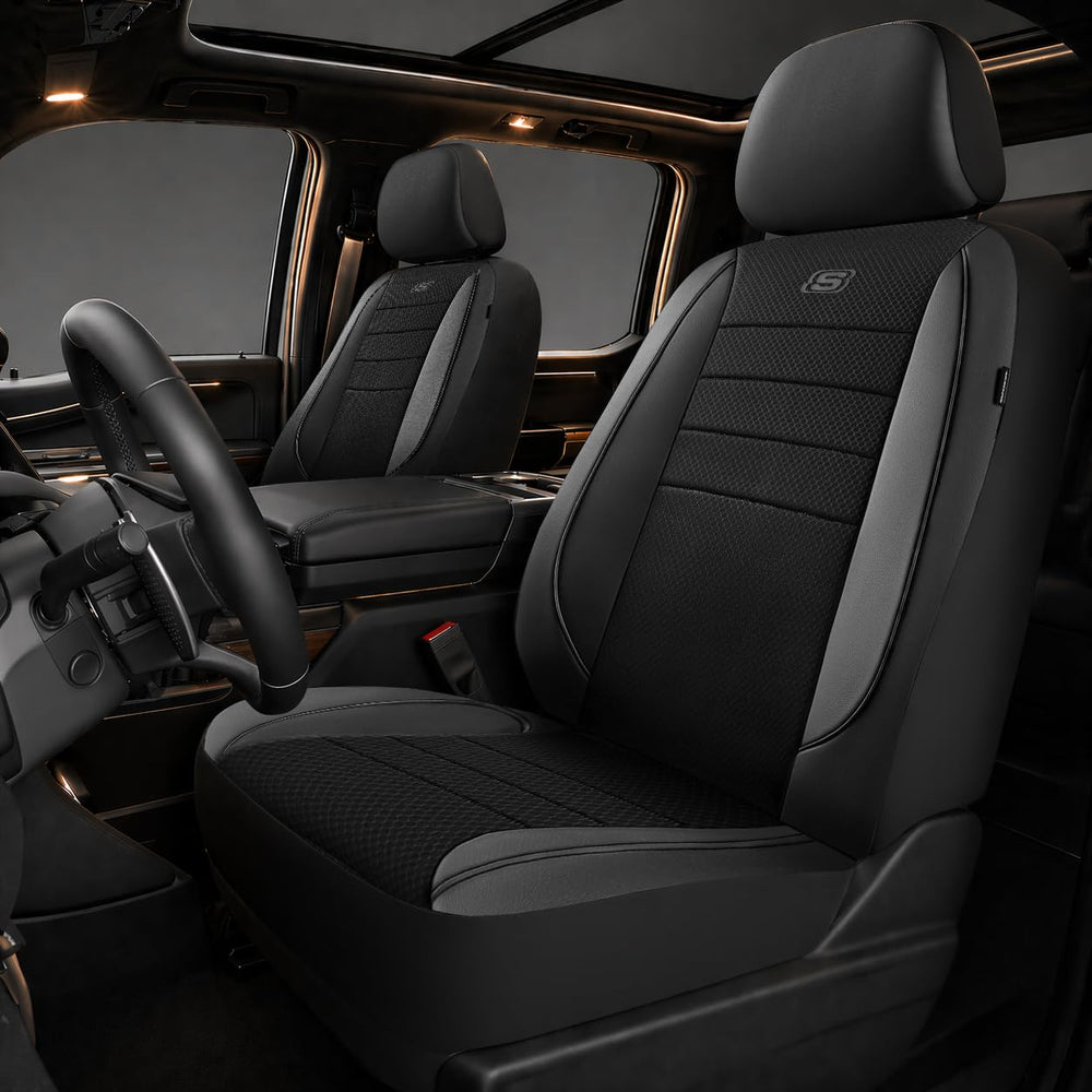 Skechers front seat cover installed showing comfort and style