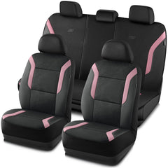 Skechers front seat full view showing pink cover and improved comfort