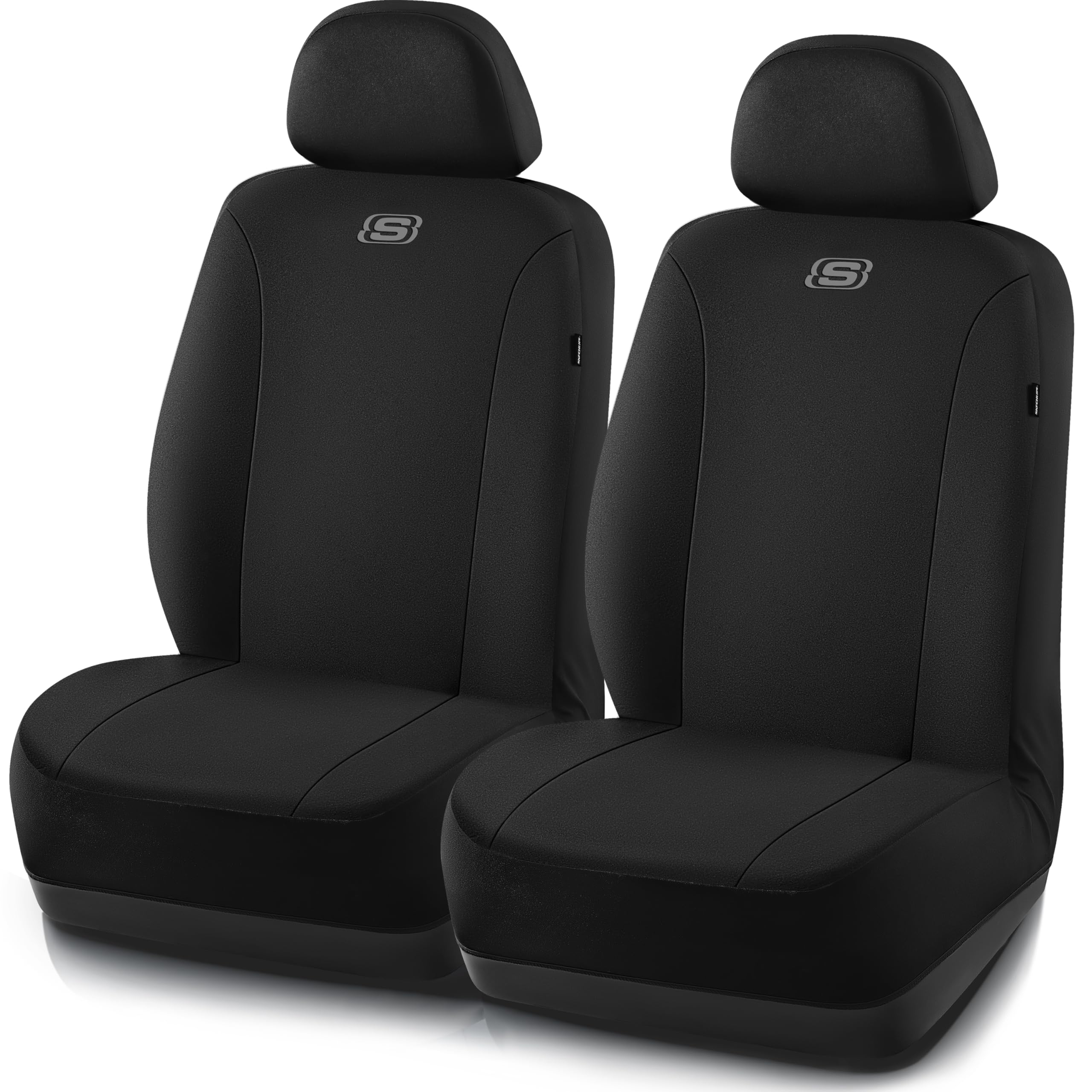Skechers full front seat covers shown installed, protecting seats and styling interior