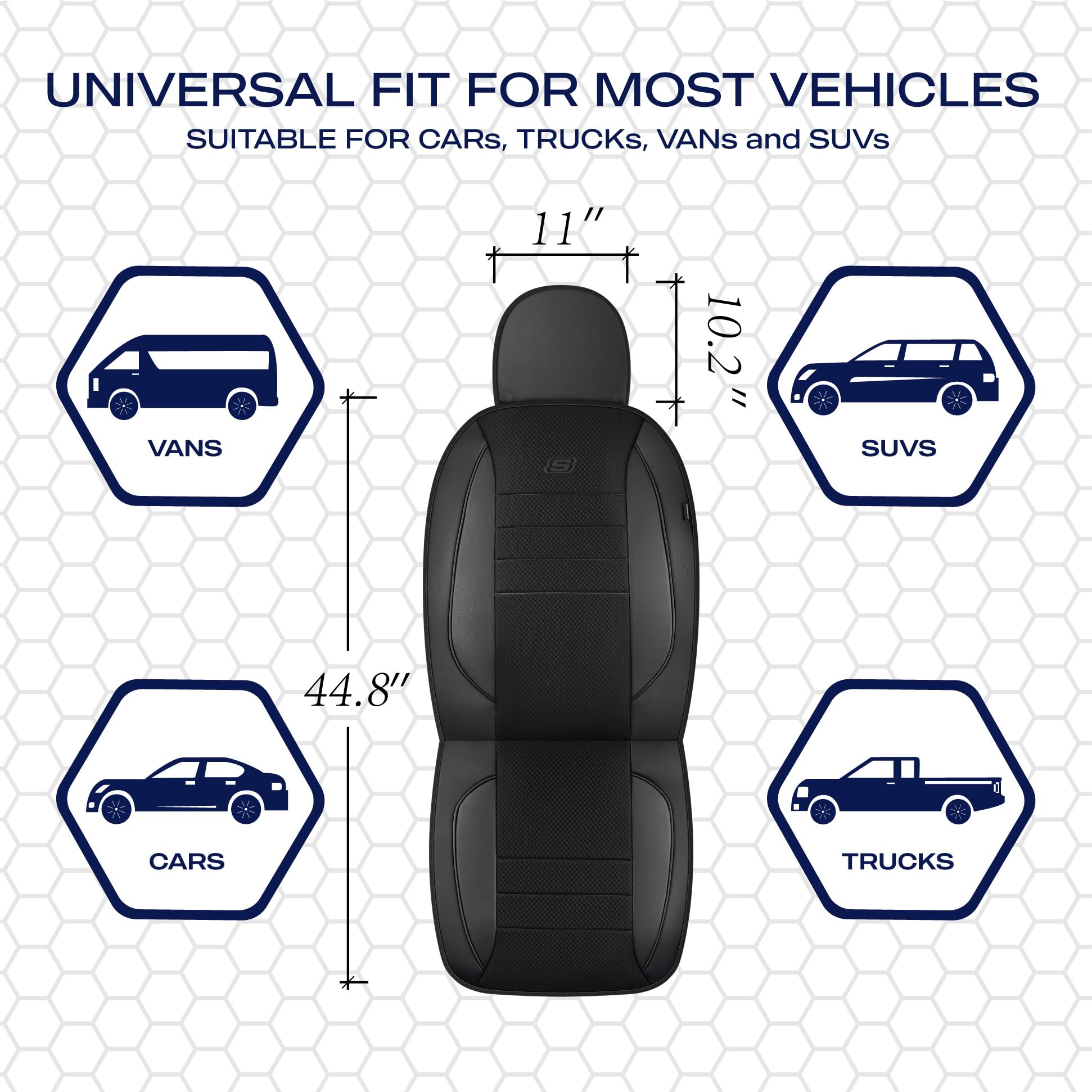 Skechers seat cover installed in sedan for everyday comfort
