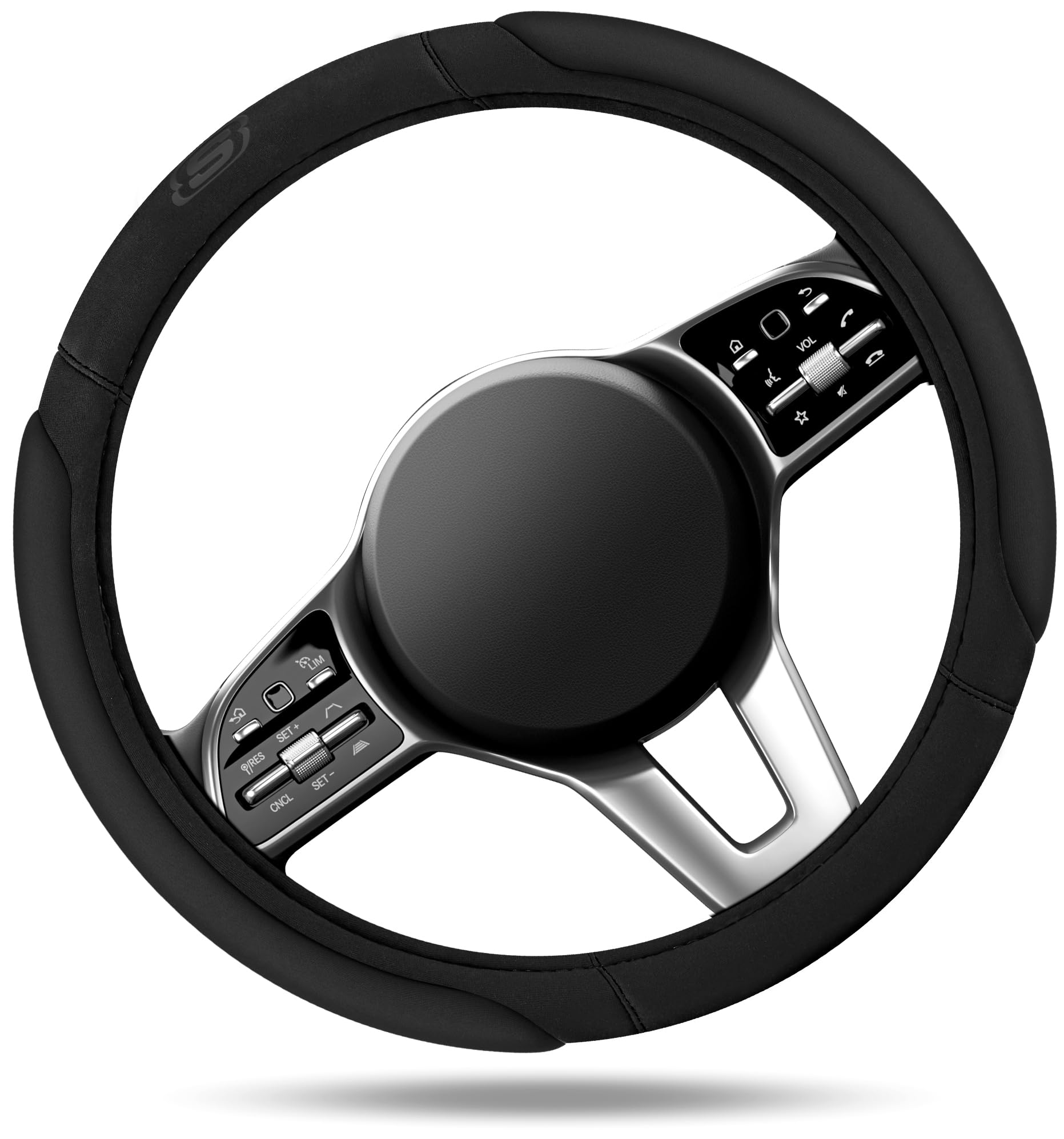 Skechers cover installed on wheel demonstrating secure fit and control