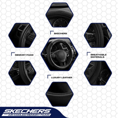 Skechers detailed leather texture and reinforced stitching for durable, premium feel