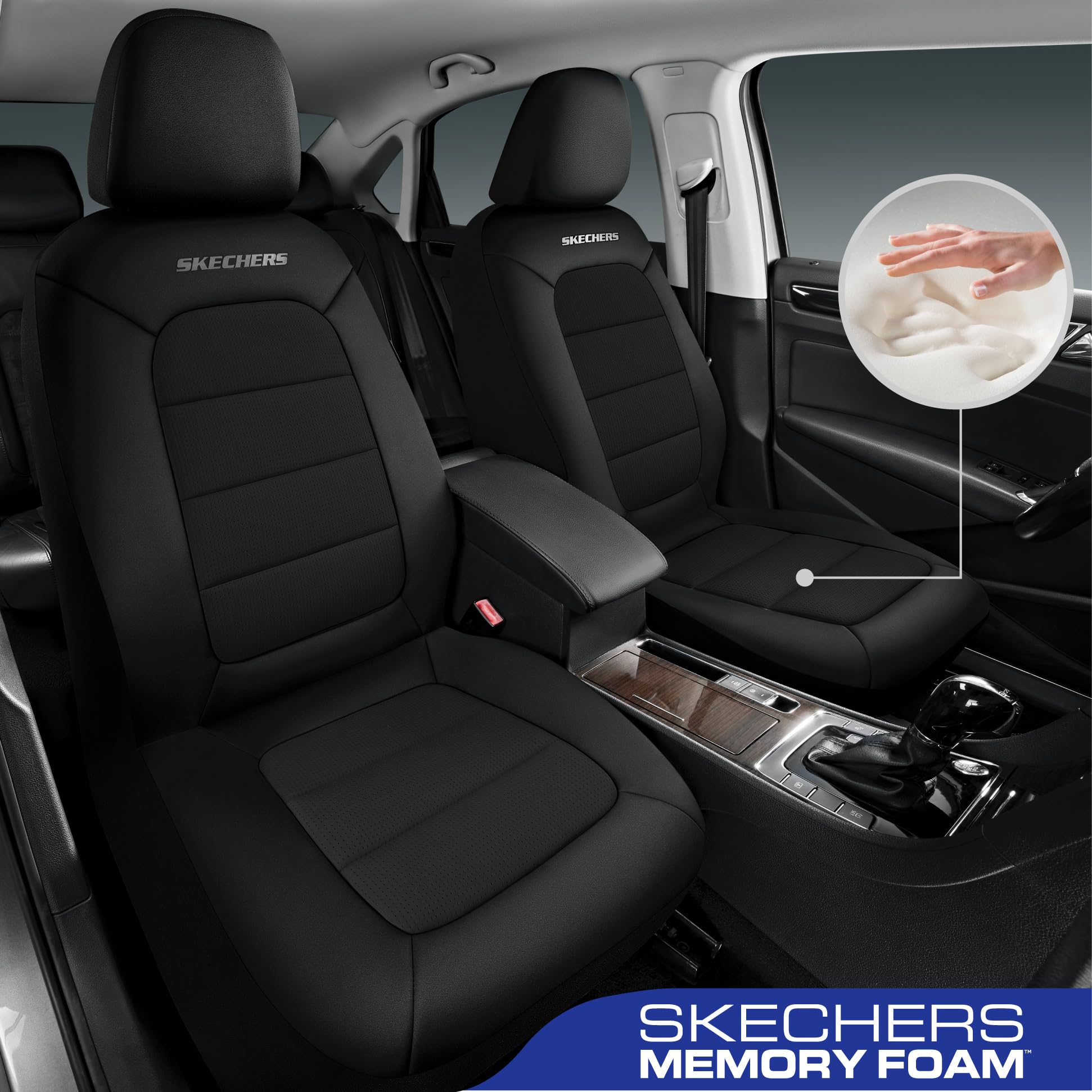 Skechers memory foam close-up displaying contouring comfort benefit