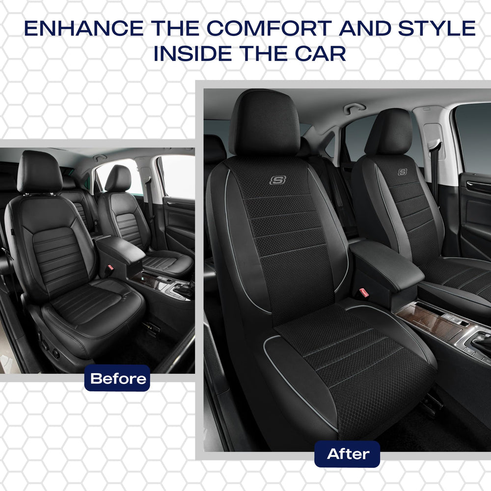 Skechers seat cover installation showing easy fit and straps