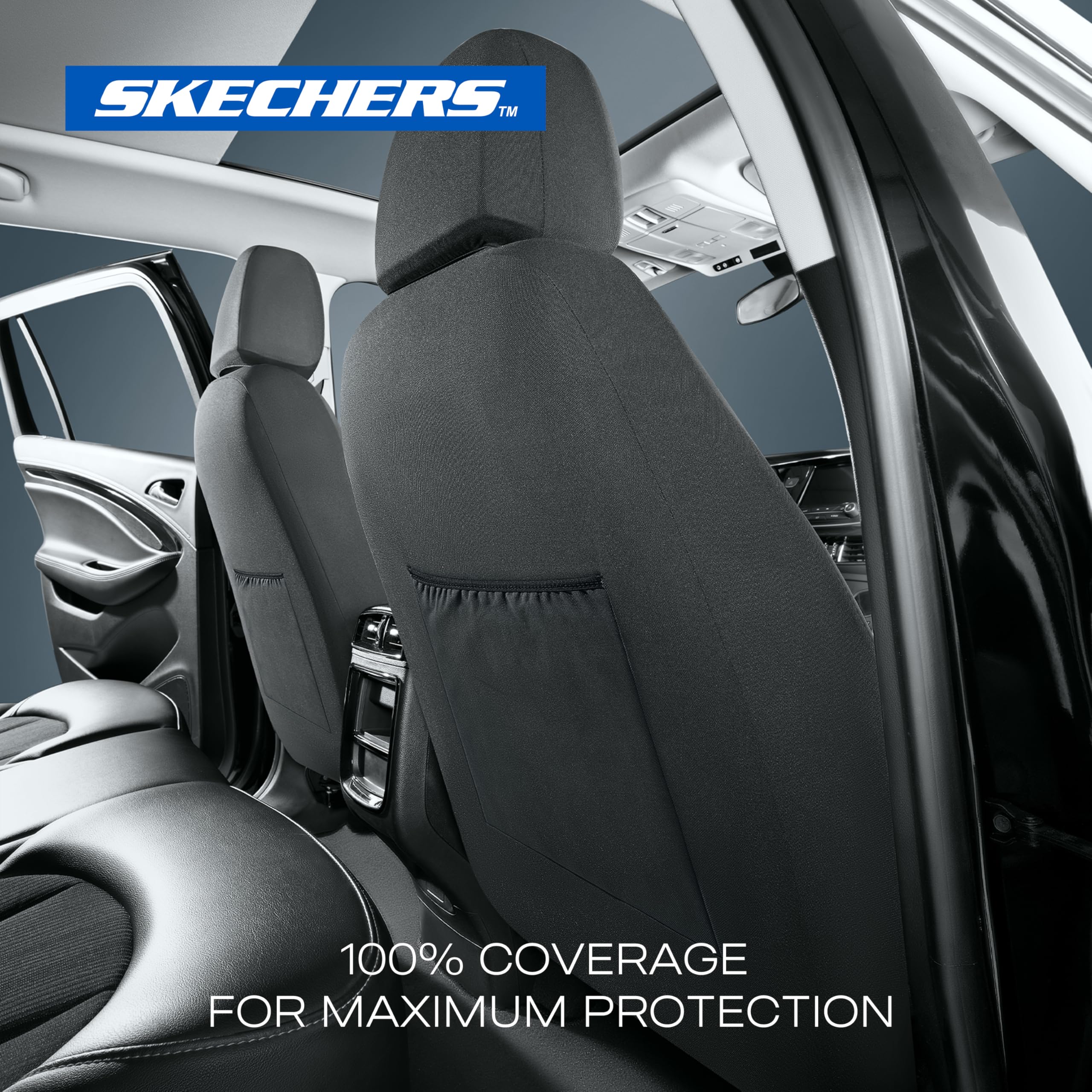 Skechers seatback and headrest detail highlighting cushion and finish