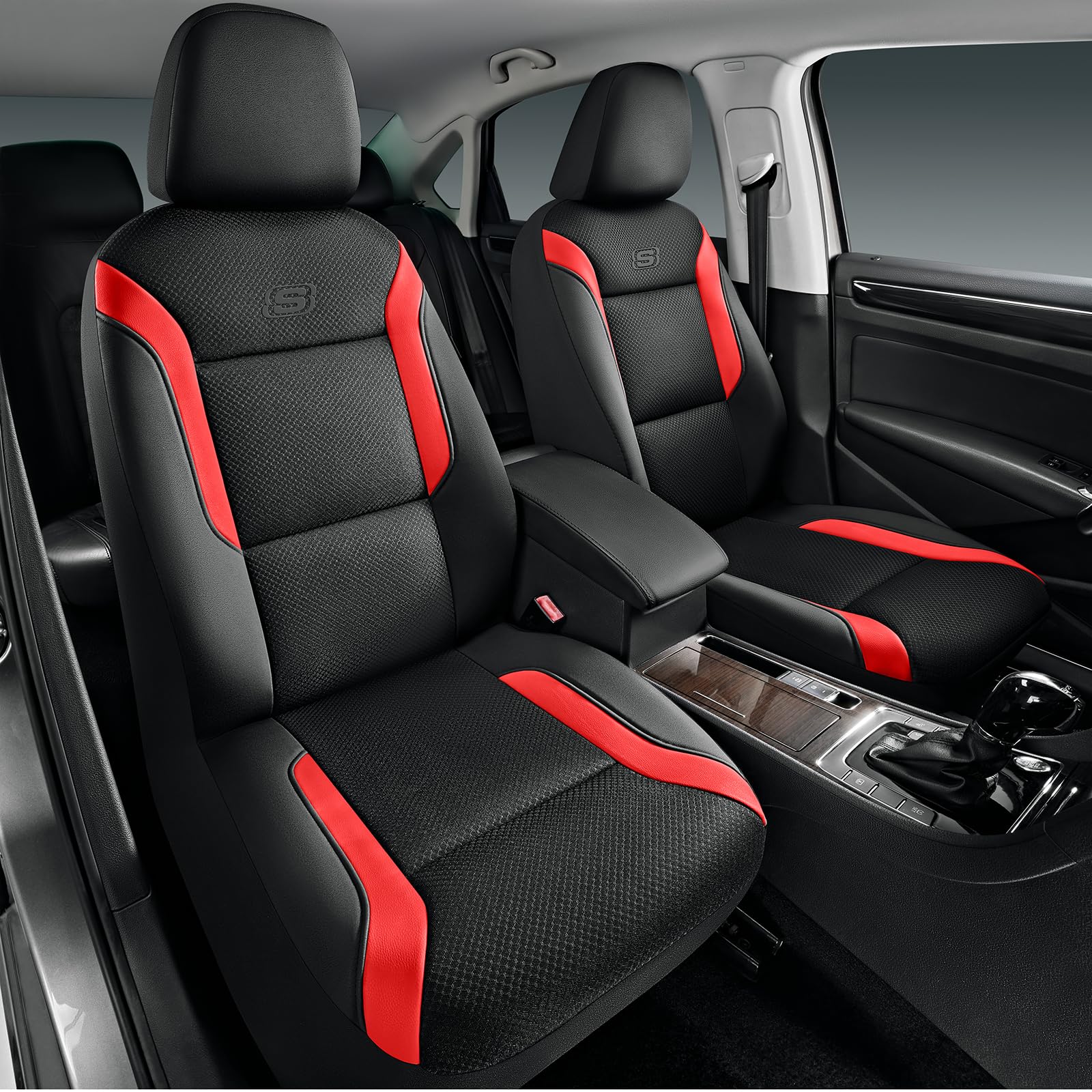 Skechers seat covers installed in car showing upgraded interior benefit