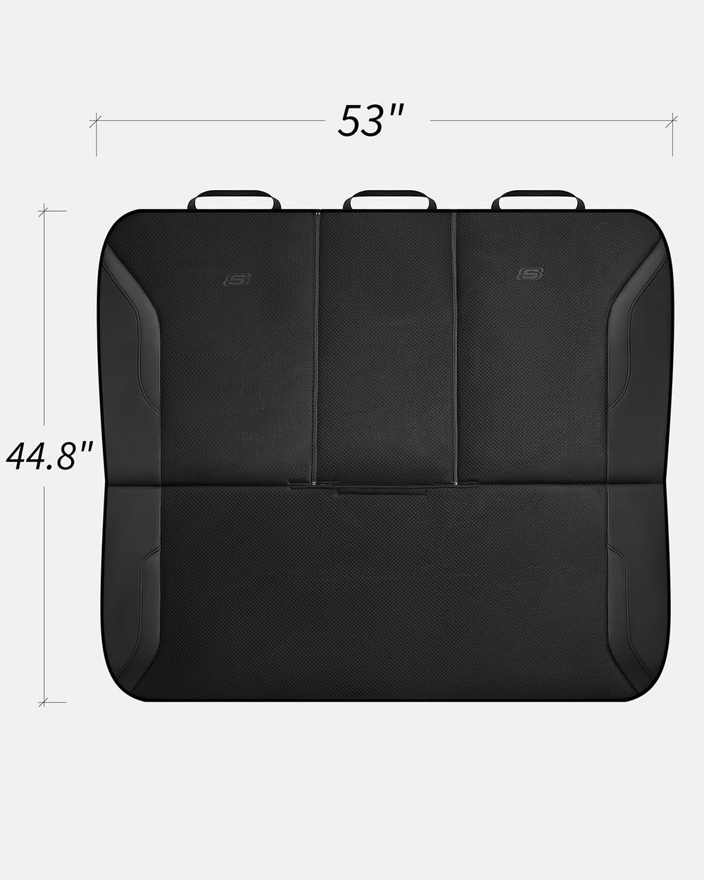 Skechers seat cover scale comparison with headrests illustrating full-coverage protection