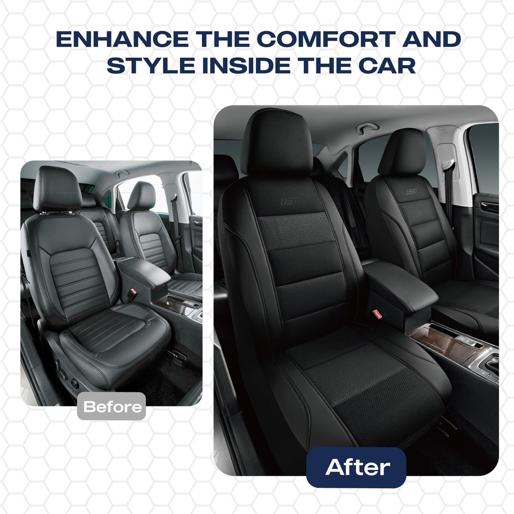 Skechers seat cover beside ruler for scale showing universal fit assurance