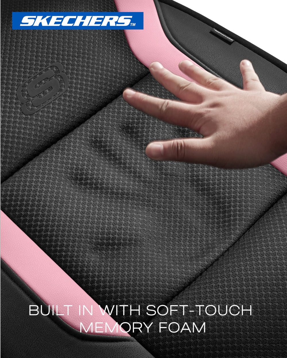 Skechers side view highlighting airbag-compatible seam for safety
