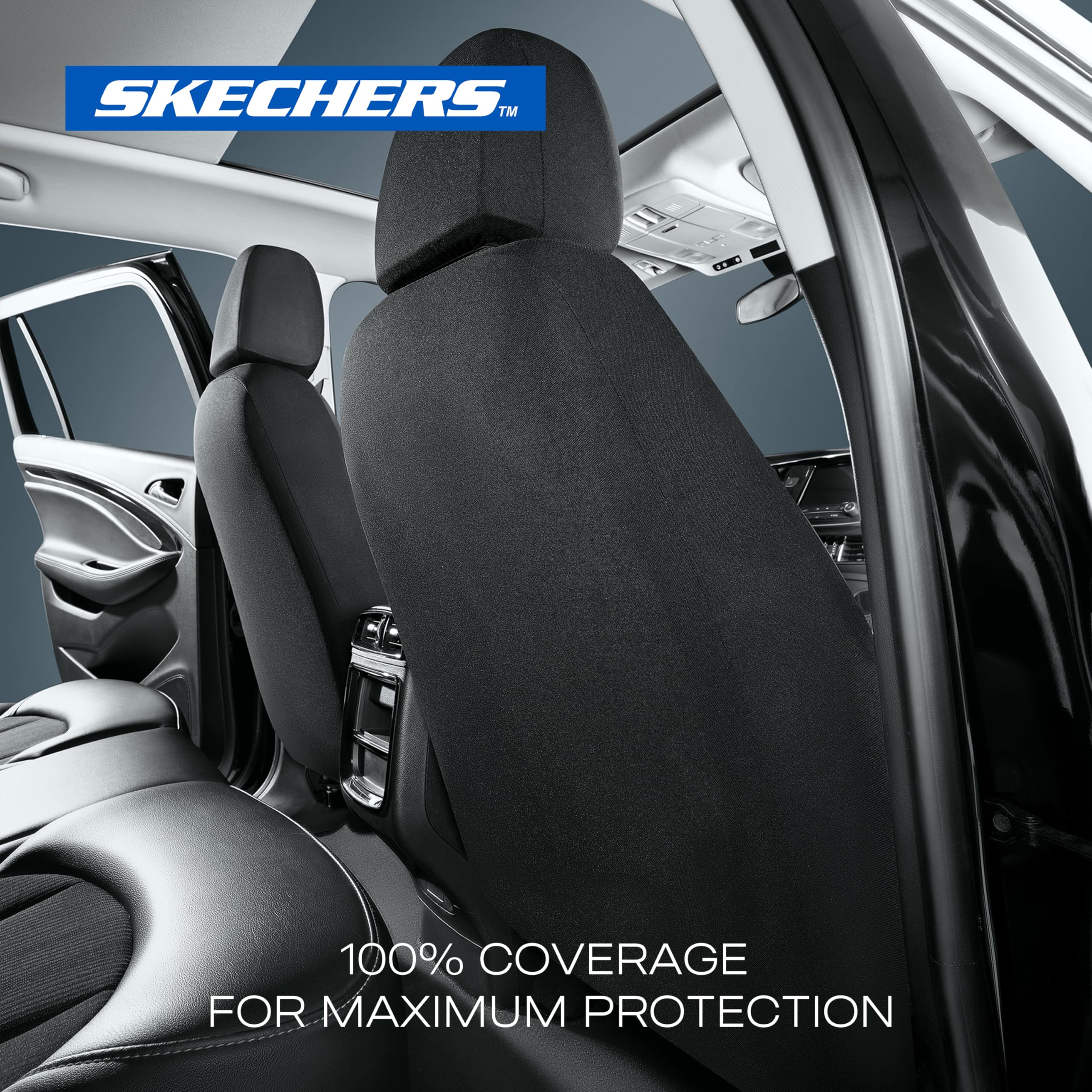 Skechers seat cover next to ruler showing fit and scale clarity