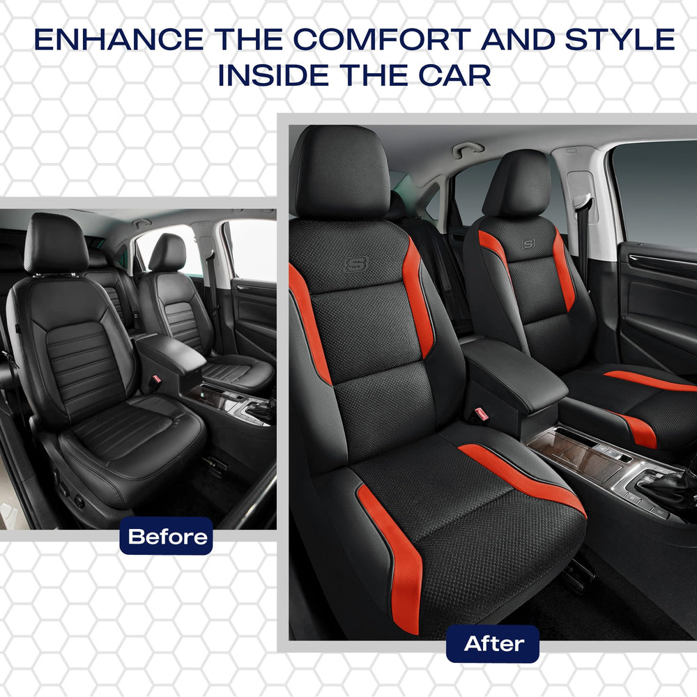 Skechers seat cover next to ruler showing fit and scale benefit