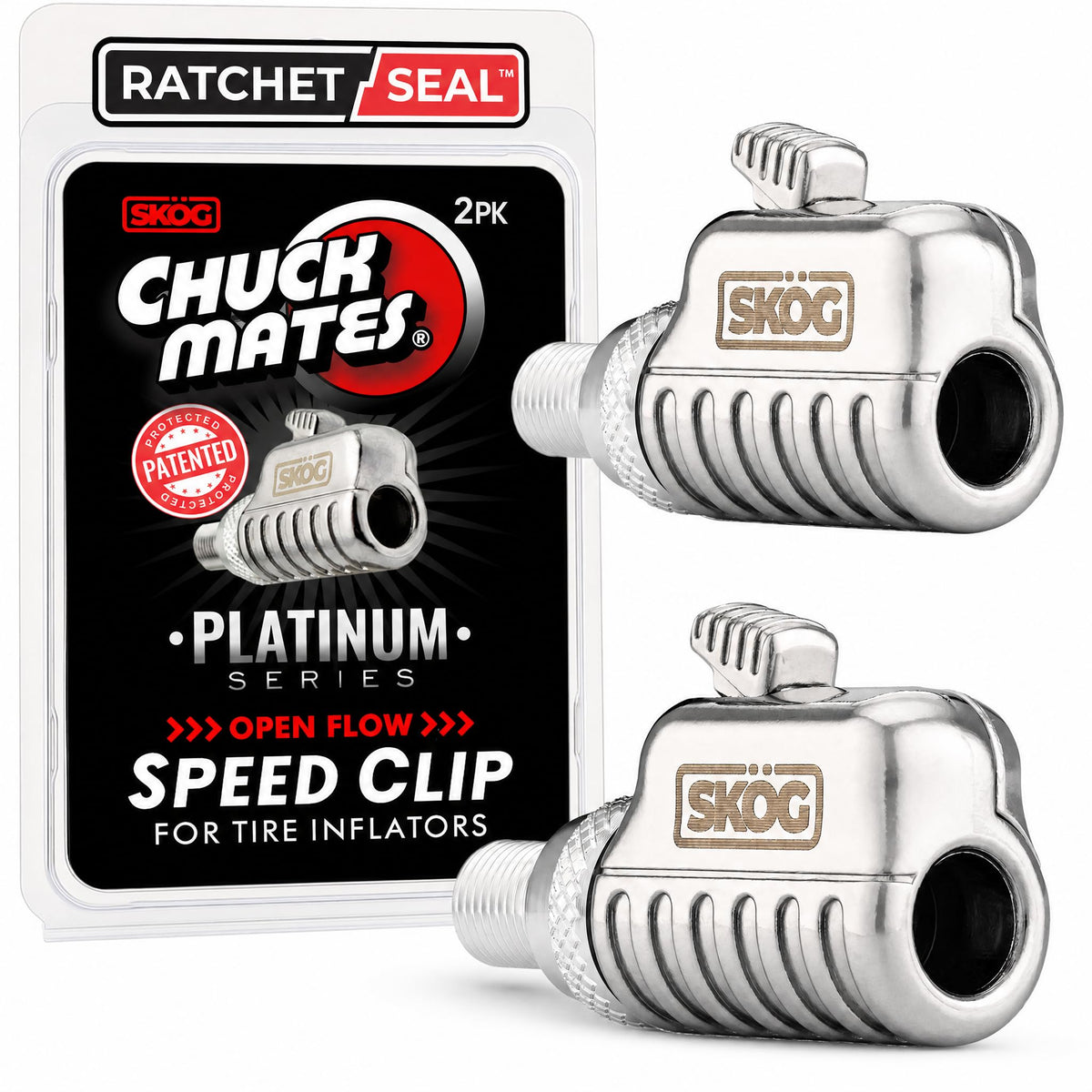 SKÖG front view of Platinum locking air chuck showing compact design and fast connection