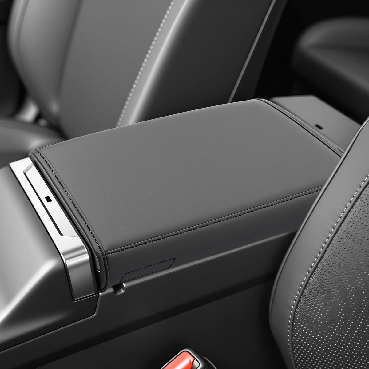 SKTU armrest cover front view showing neat fit and protection