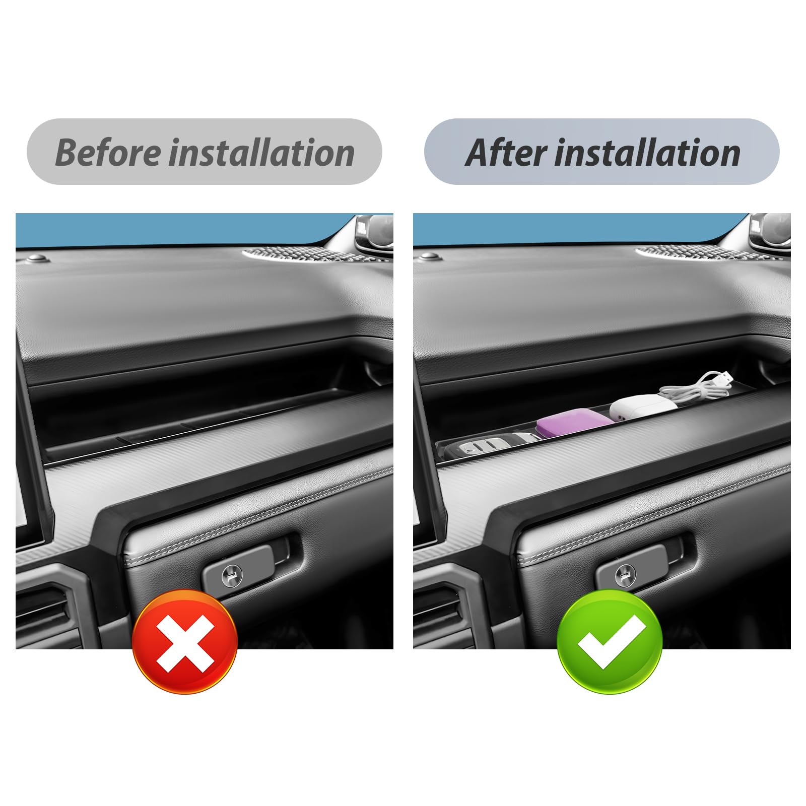 SKTU installed in 4Runner console demonstrating organized storage convenience