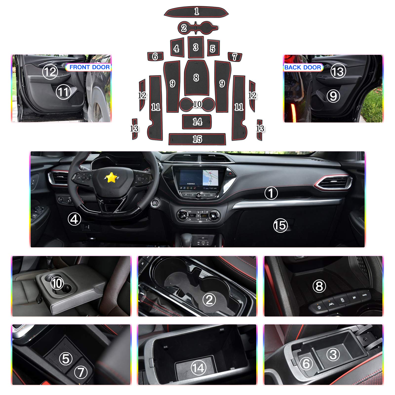 SKTU center console liner red keeping items stable and preventing scratches