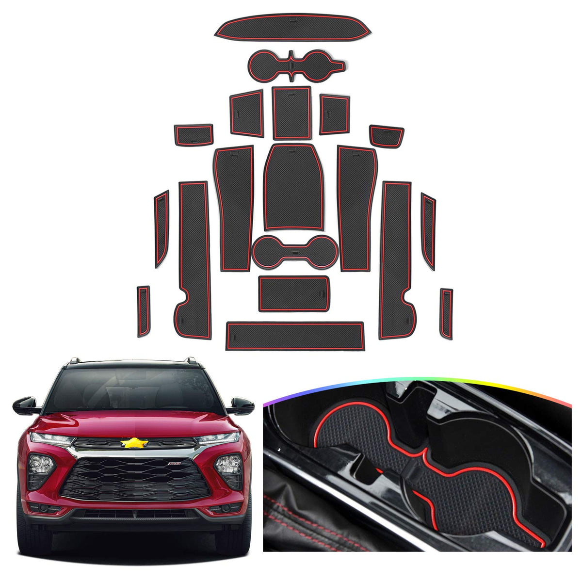 SKTU front door compartment mat in red protecting surfaces and reducing dirt