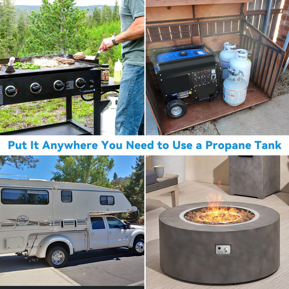 Skyflame in campsite setting powering RV appliances and ensuring continuous comfort during outdoor stays