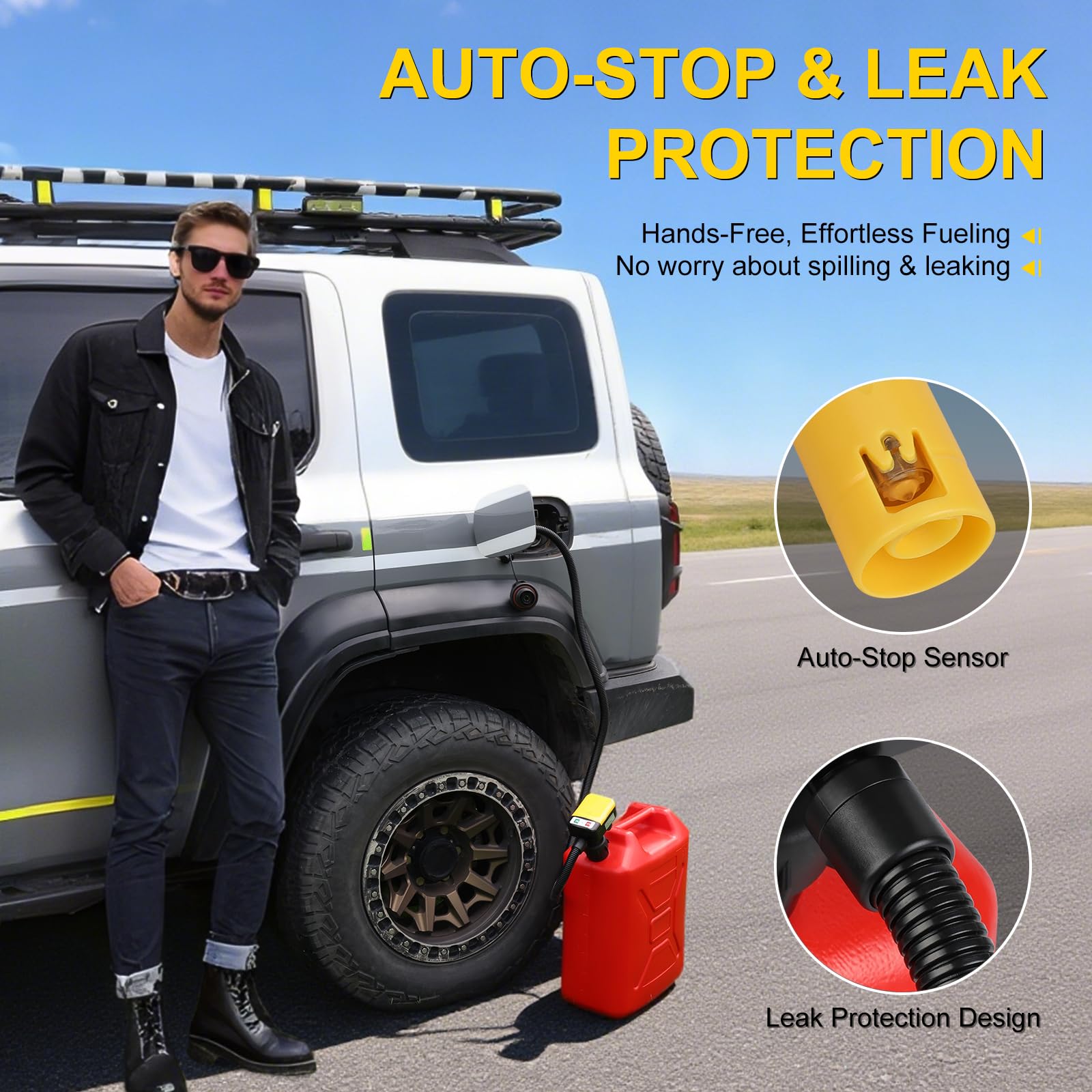 SKYJDM auto-stop sensor closeup helping prevent overfills and spills