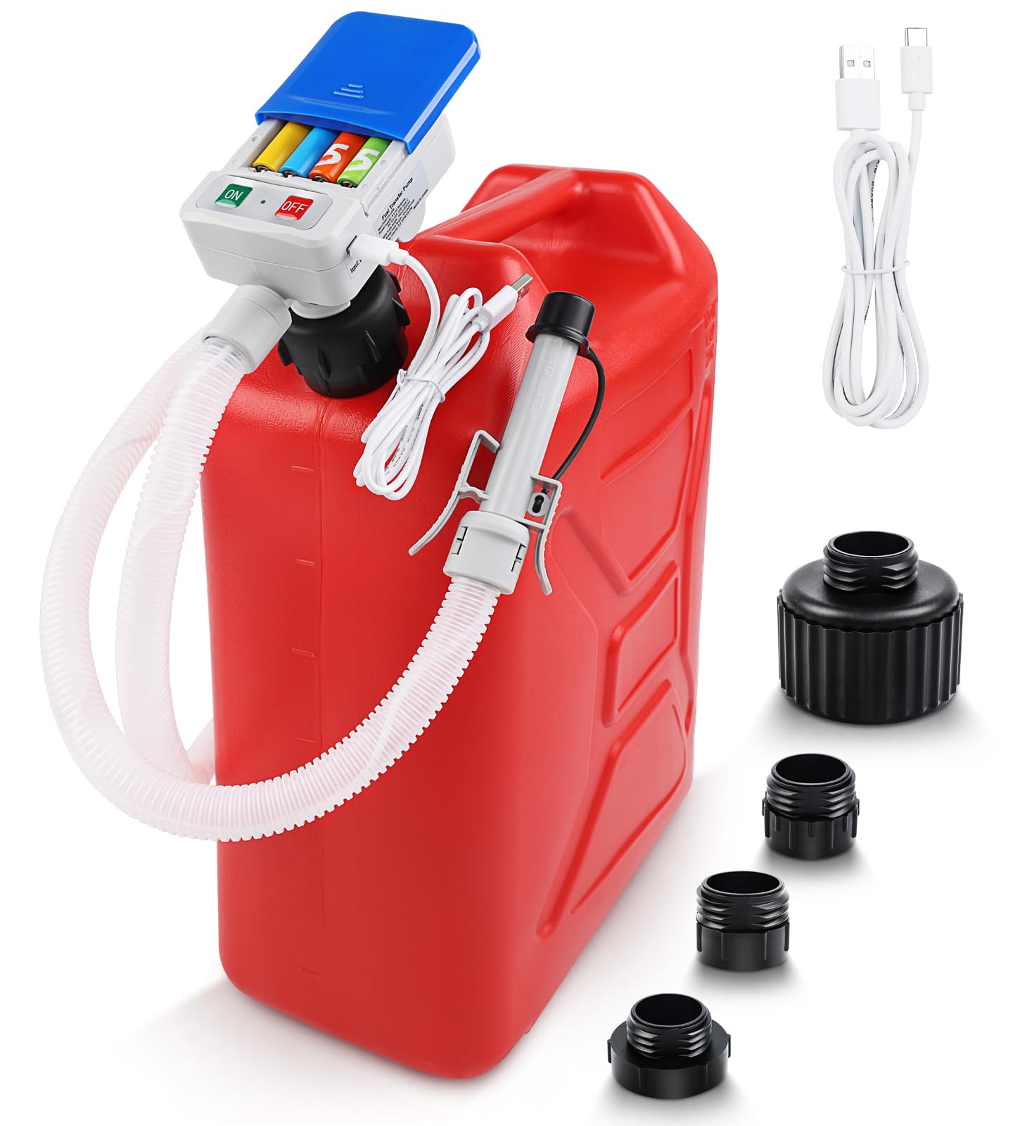 SKYJDM front view of blue pump showing controls and ergonomic handle for easy fueling