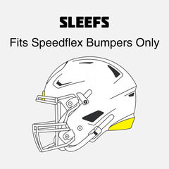 SLEEFS close-up of bumper edge fit on Riddell Speedflex demonstrating snug alignment and stability