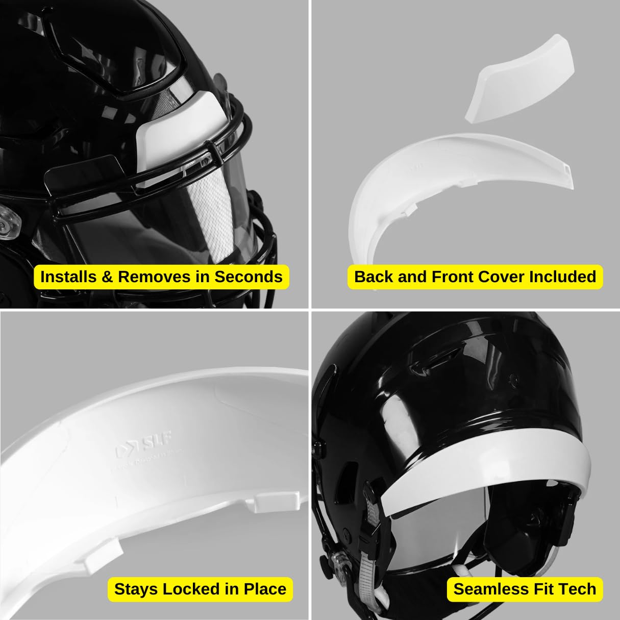 SLEEFS white bumper covers on Riddell Speedflex helmet in play scenario showing professional team appearance