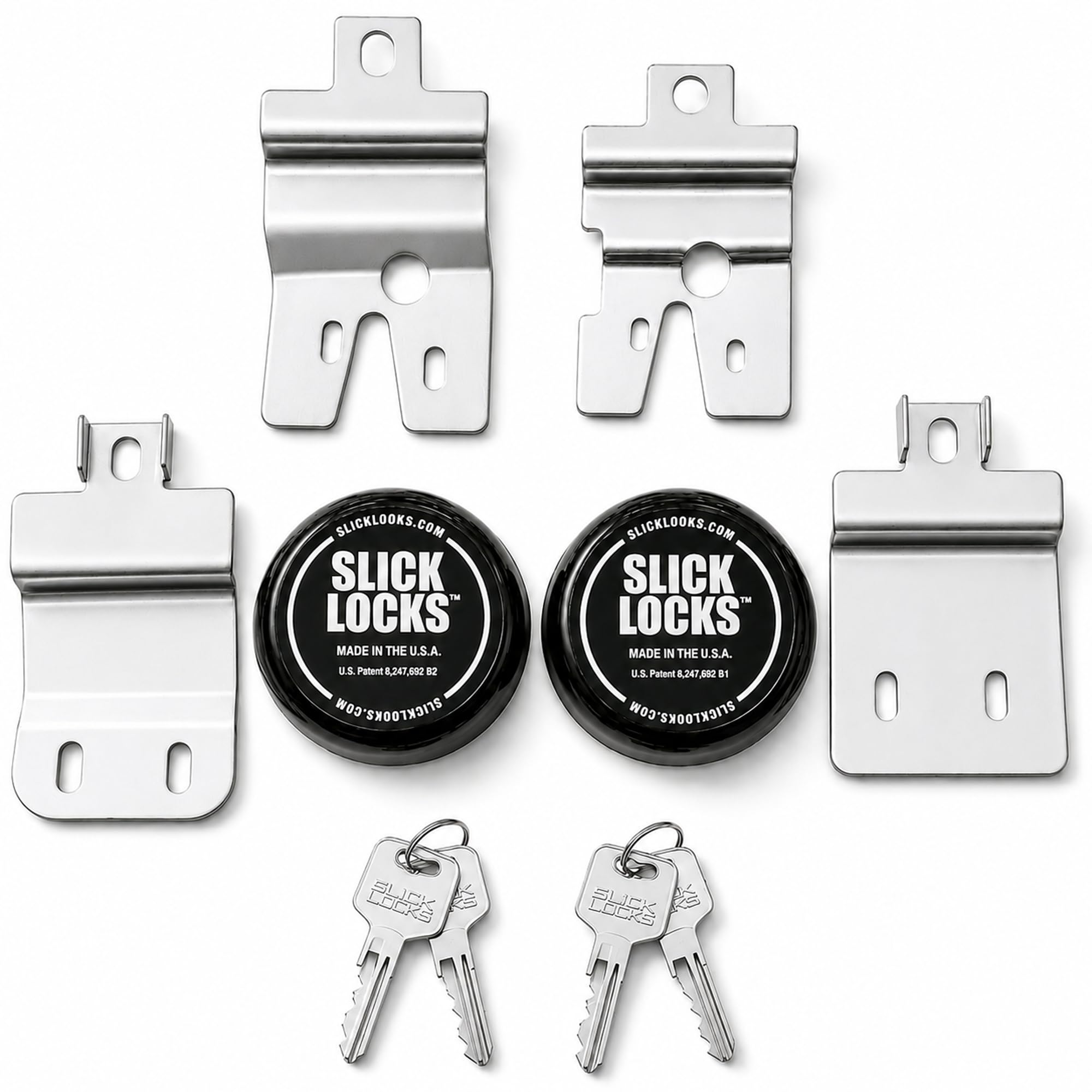 Slick Locks front kit layout showing all components and quick installation benefit