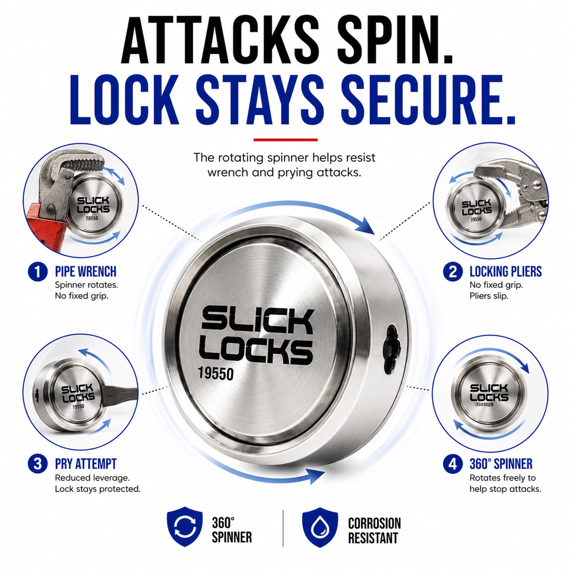 Slick Locks mounting bracket on factory latch hole enabling no‑drill installation