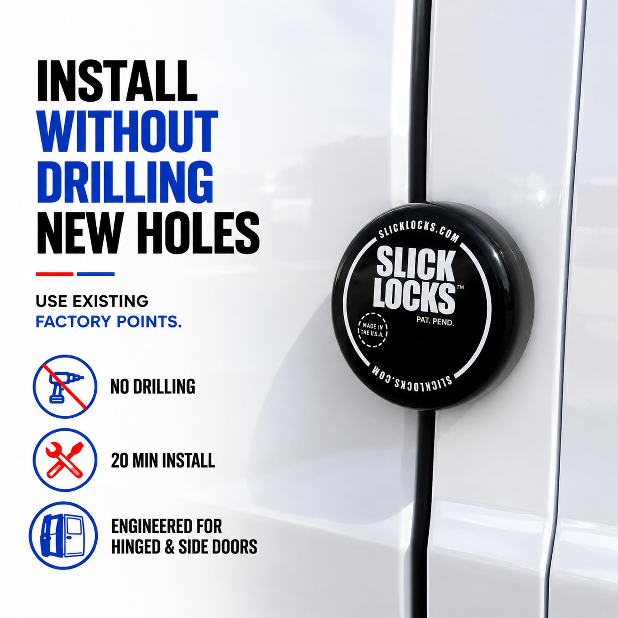 Slick Locks side door installed closeup demonstrating secure fit and durability