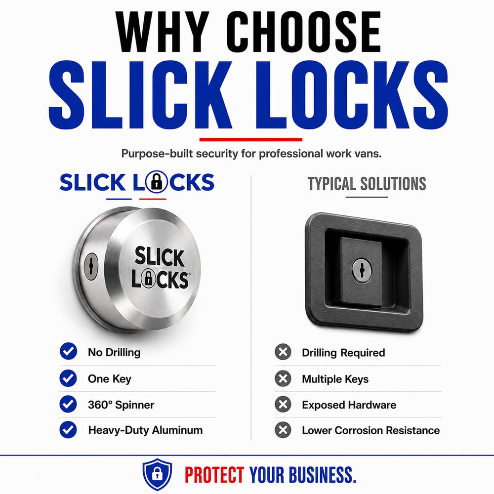 Slick Locks puck lock shown in hand to illustrate compact size