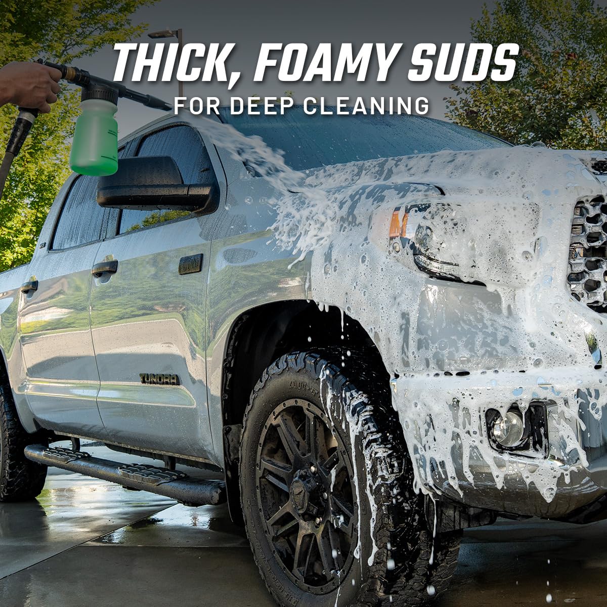 Slick Products thick foam clinging to ATV fender for easier mud removal benefit