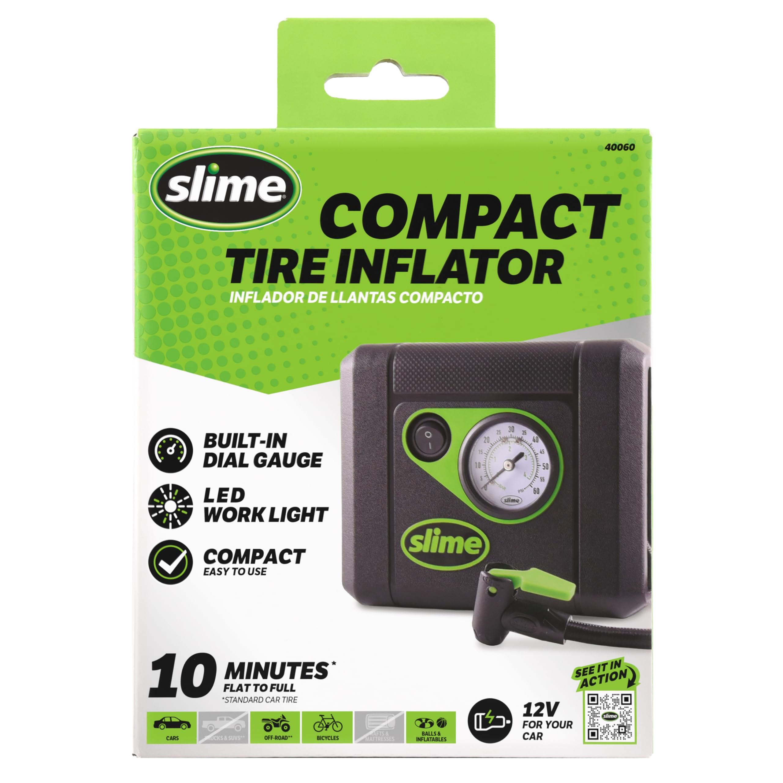 Slime analog dial gauge close-up for quick readable tire pressure checks