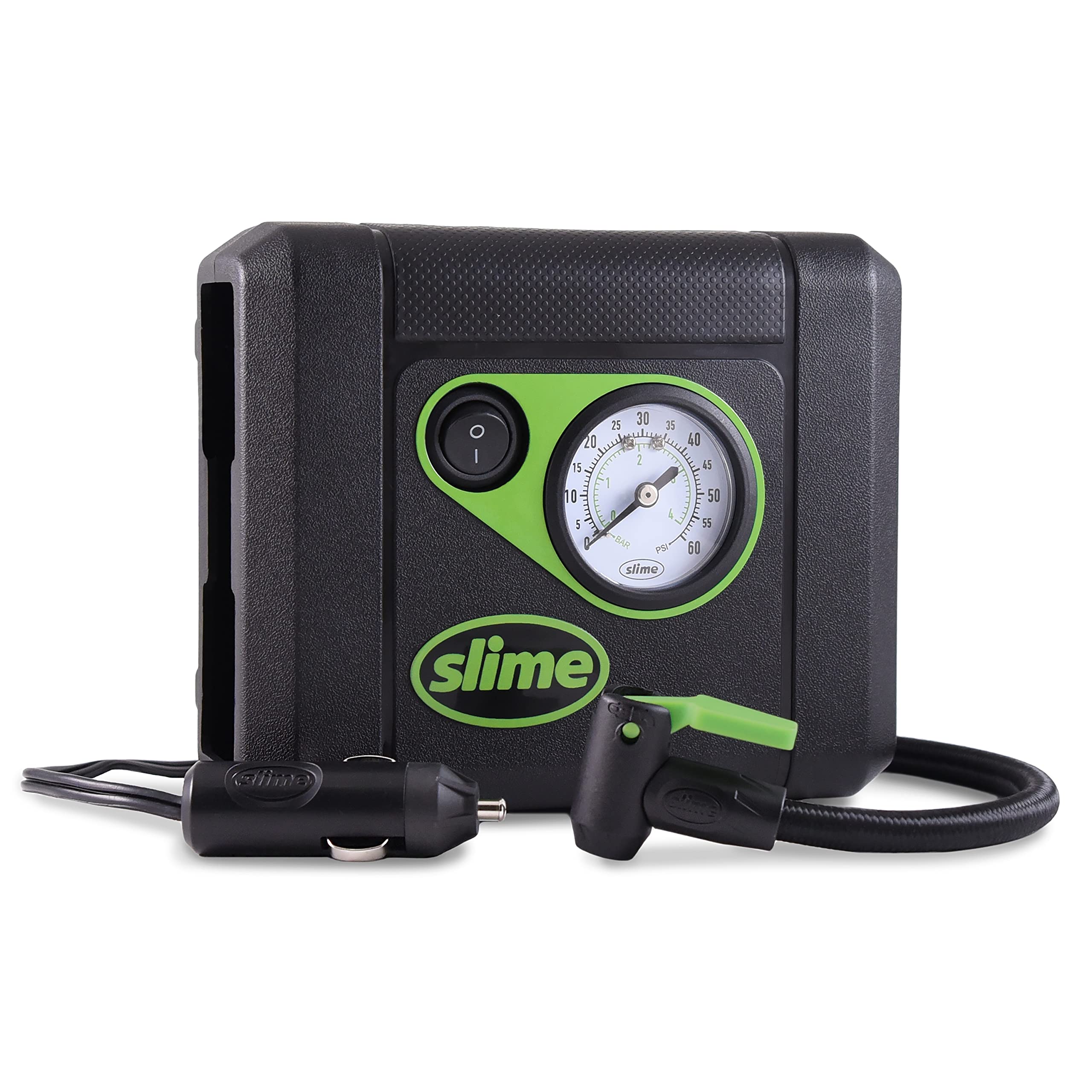 Slime compact inflator front view showing controls and form factor for easy storage