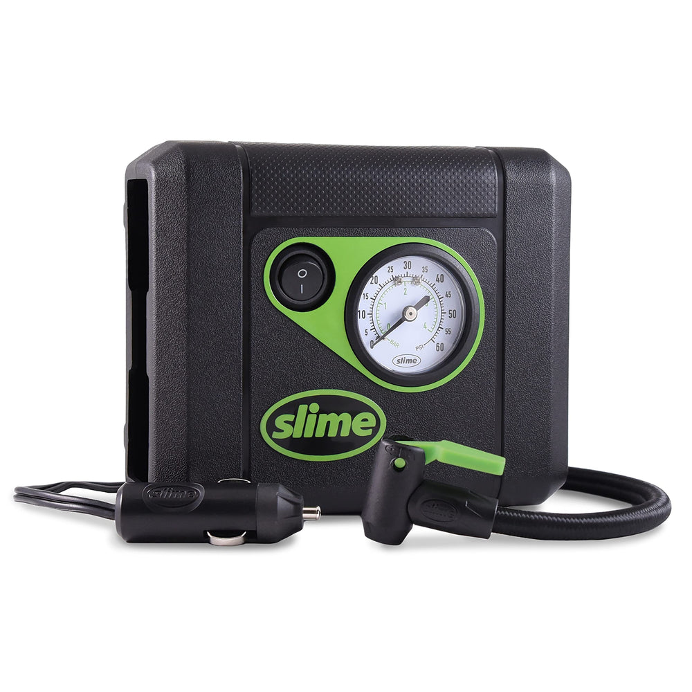Slime compact inflator front view showing controls and form factor for easy storage
