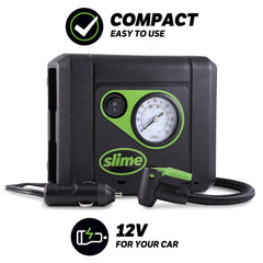 Slime quick-connect hose attached to tire valve for secure fast inflation