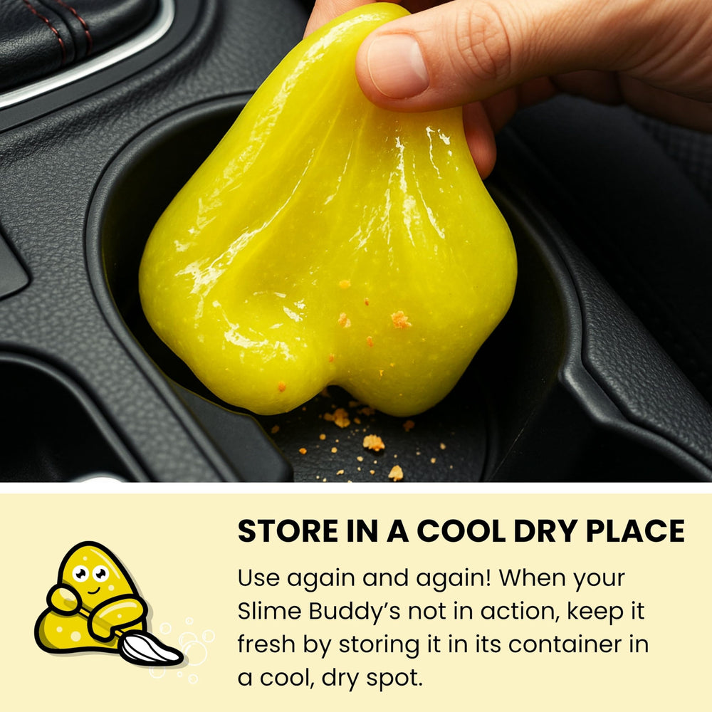 Slime Buddies putty pulled from jar demonstrating pliable texture and reach