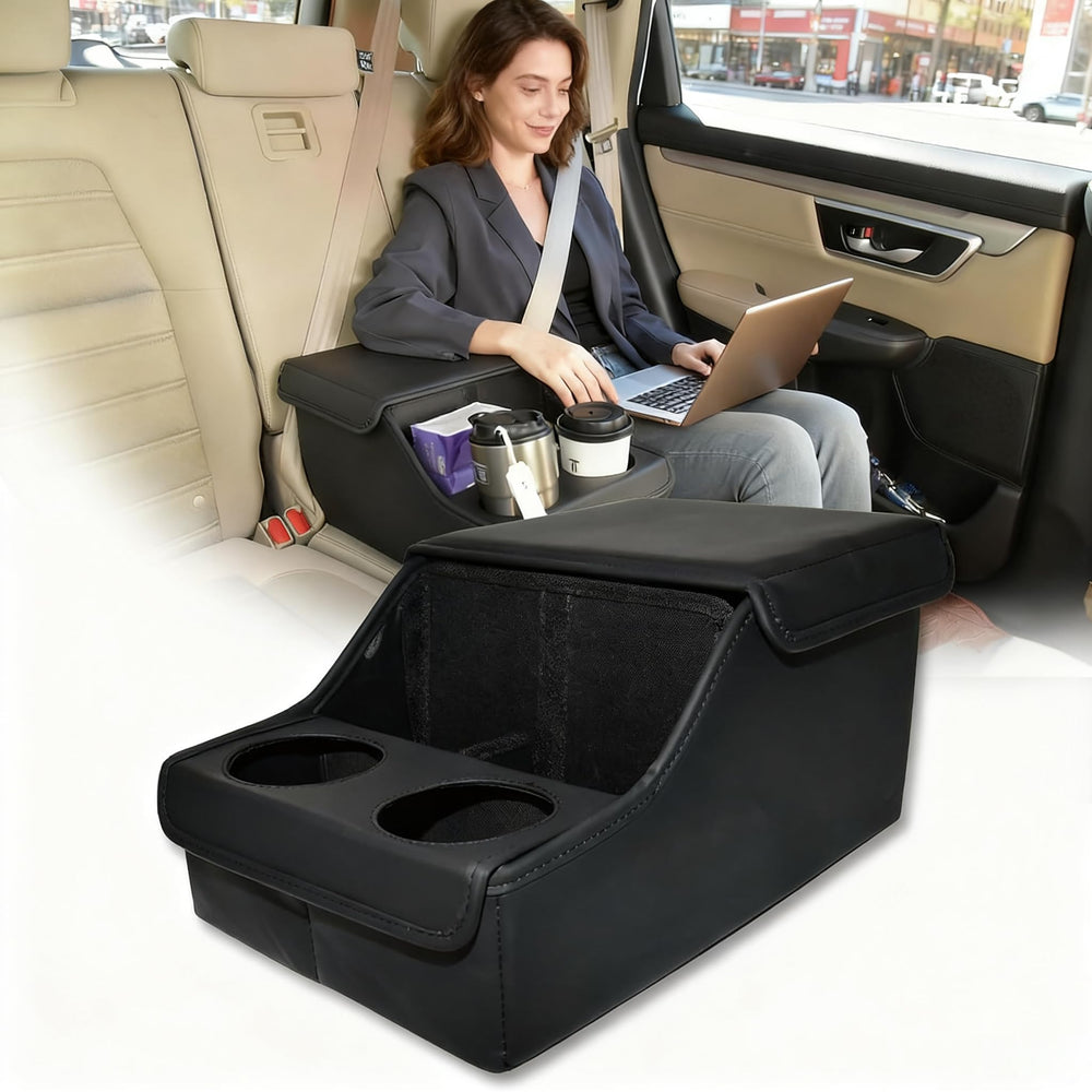 SLOGENTO front view center console showing organized storage and armrest comfort